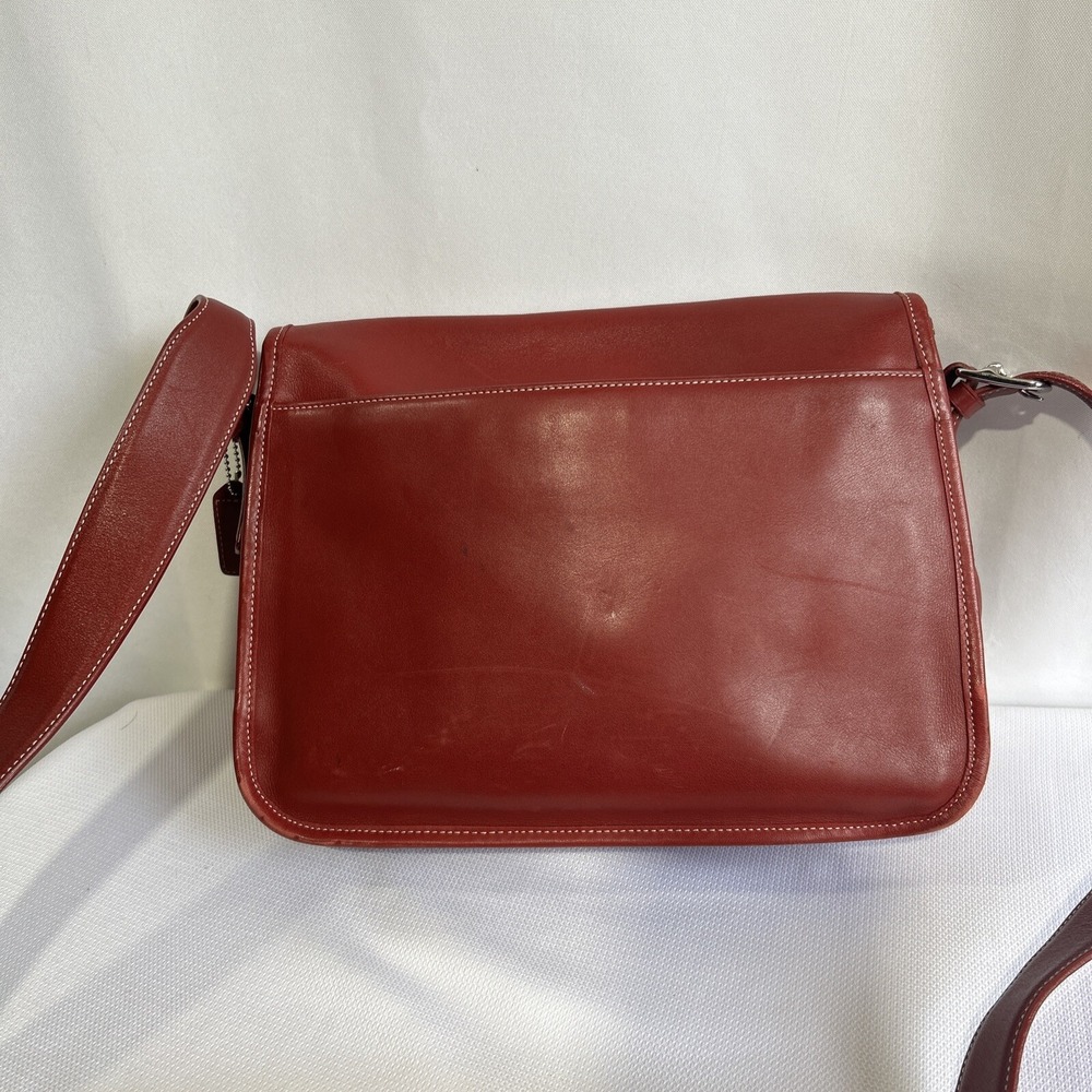 Coach Bag Leather Red #7750 Shoulder Cross Body Bag - Picture 5 of 13
